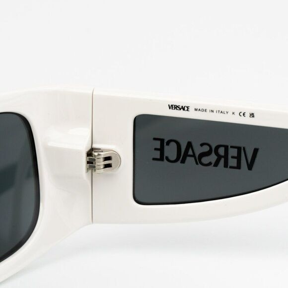 NEW Versace VE4482 314/87 White Dark Grey Rectangular Unisex Sunglasses - Picture 8 of 11